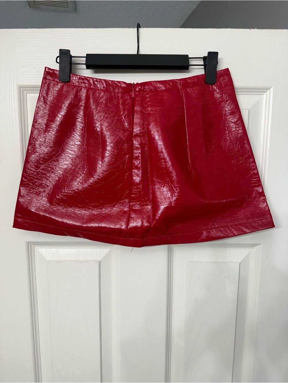 SHEIN Red Faux Leather Mini Skirt